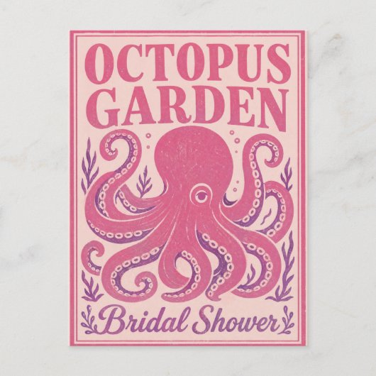 Grappige Bruiloft Feest Octopus Kustfeest Briefkaart (Voorkant)
