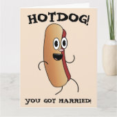 GRAPPIGE BRUILOFT HOTDOG GEFELICITEERD WENSKAART KAART (Voorkant)