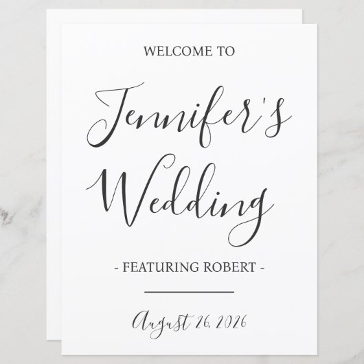 Grappige bruiloft ontvangst welkom teken, bruid, b (Voorkant / Achterkant)