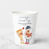 Grappige Bruiloftsborrel met Pizza Papieren Bekers (Achterkant)