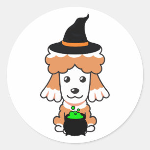 Grappige bruine hond is een heks ronde sticker