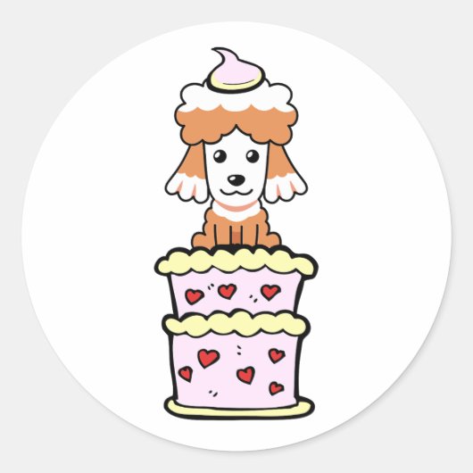 Grappige bruine hond springen uit een taart ronde sticker (Voorkant)