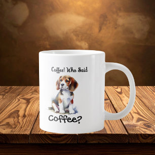 Grappige BRUINE 'Koffie' Beagle Personaliseer Grote Koffiekop