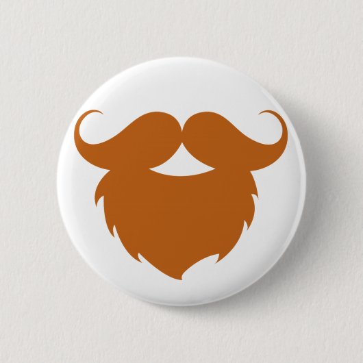 Grappige bruine snor ronde button 5,7 cm (Voorkant)