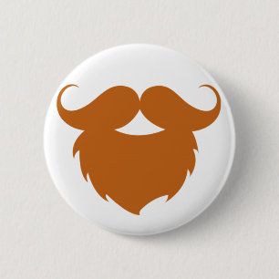 Grappige bruine snor ronde button 5,7 cm