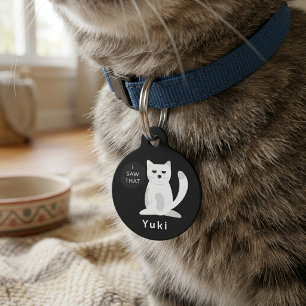 Grappige brutale kat "Ik zag het" op maat gemaakte Huisdierpenning