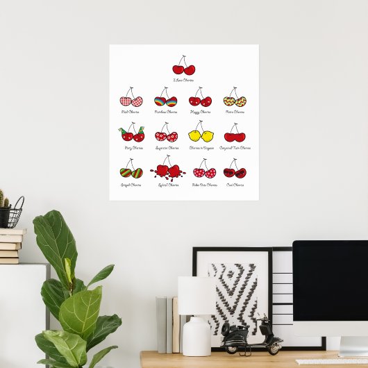 Grappige brutale kersen Schattige tweeling kinderk Poster (Thuiskantoor)
