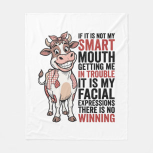 Grappige brutale koe slimme mond vintage grafisch_ fleece deken