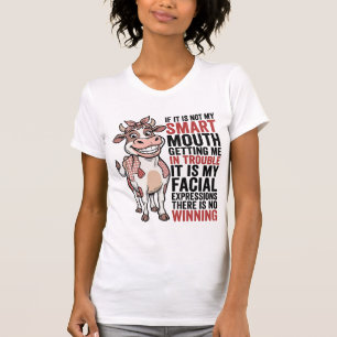 Grappige brutale koe slimme mond vintage grafisch_ t-shirt