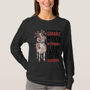Grappige brutale koe slimme mond vintage grafisch_ t-shirt