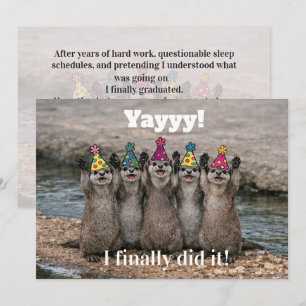 🎓 Grappige brutale otter viering kaart – Op maat 