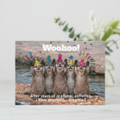 🎓Grappige brutte otter + Dank je wel Kaart (Staand voorkant)