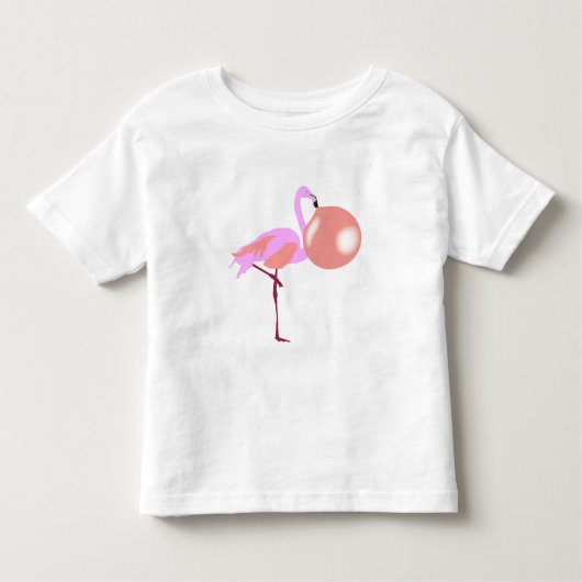 Grappige Bubble Gum Flamingo Blaast Bubbel Kinder Shirts (Voorkant)