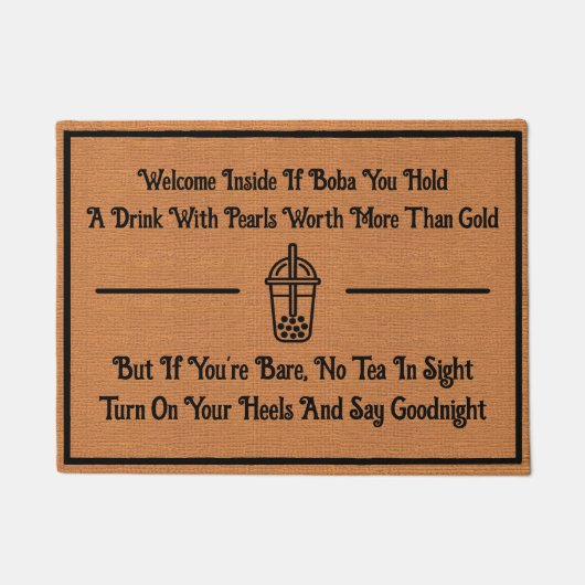 Grappige Bubble Tea Humor Rustieke Minimalistische Deurmat (Voorkant)