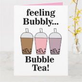 Grappige Bubble Tea Kaart (Gele Bloem)
