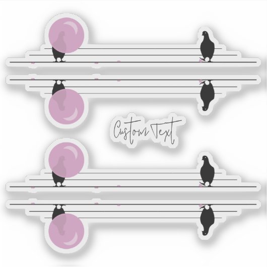 Grappige Bubblegum Vogels op een draad Sticker (Voorkant)