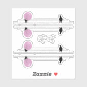 Grappige Bubblegum Vogels op een draad Sticker (Vel)