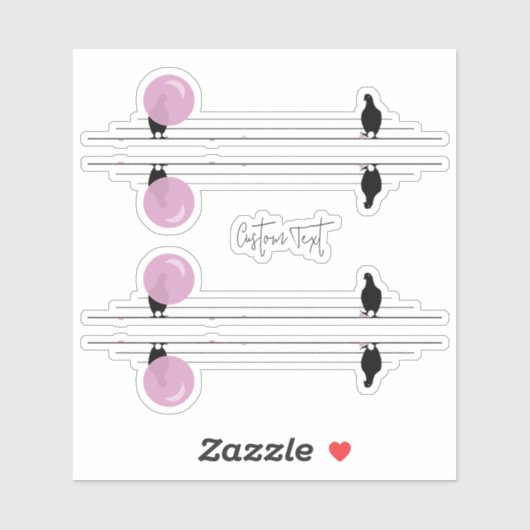 Grappige Bubblegum Vogels op een draad Sticker (Vel)