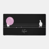 Grappige Bubblegum Vogels op een Draad Zwart Bureaumat (Voorkant)