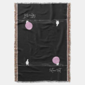 Grappige Bubblegum Vogels op een Draad Zwart Deken (Voorkant Verticaal)