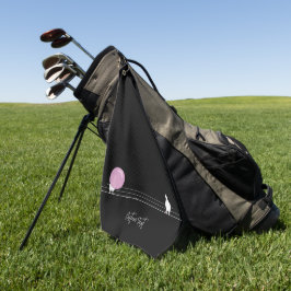 Grappige Bubblegum Vogels op een Draad Zwart Golfhanddoek