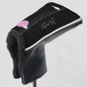 Grappige Bubblegum Vogels op een Draad Zwart Golfheadcover (3/4 voorkant)