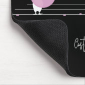 Grappige Bubblegum Vogels op een Draad Zwart Muismat (Hoek)