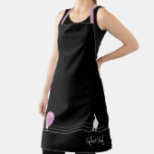 Grappige Bubblegum Vogels op een Draad Zwart Schort (Insitu)