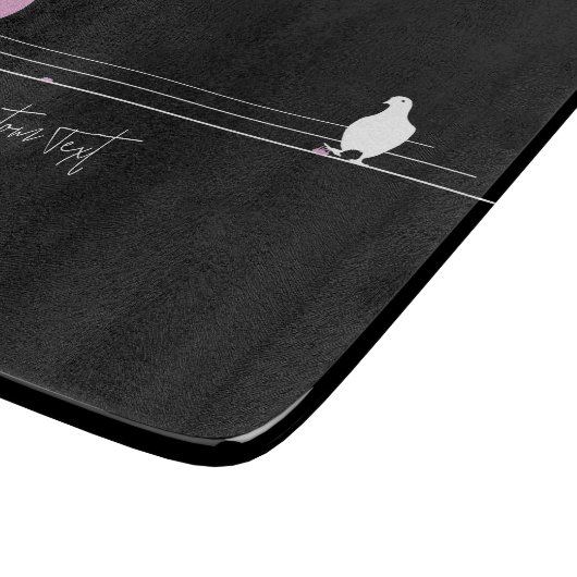 Grappige Bubblegum Vogels op een Draad Zwart Snijplank (Hoek)