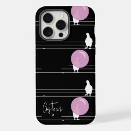 Grappige Bubblegum Vogels op een Draadpatroon met  iPhone 16 Hoesje