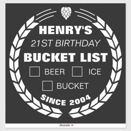 Grappige Bucket List Sticker, Bier, Verjaardagsfee Sticker (Vel)