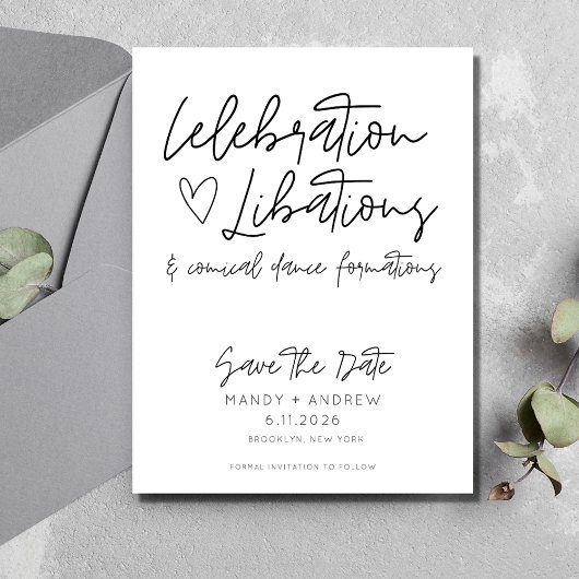 Grappige Budget Bruiloft Save the Date Briefkaart