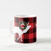 Grappige Buffalo Plaid Elk Pooh en Silhouette Kran Koffiemok (Voorkant links)
