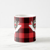 Grappige Buffalo Plaid Elk Pooh en Silhouette Kran Koffiemok (Center)