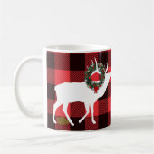 Grappige Buffalo Plaid Elk Pooh en Silhouette Kran Koffiemok (Links)