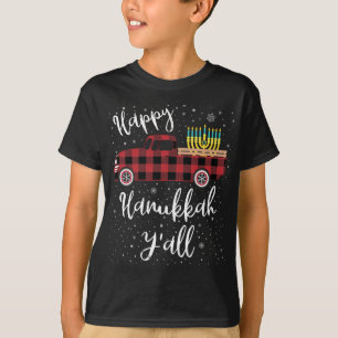 Grappige Buffalo Plaid Gelukkige Chanoeka Y'all Ro T-shirt