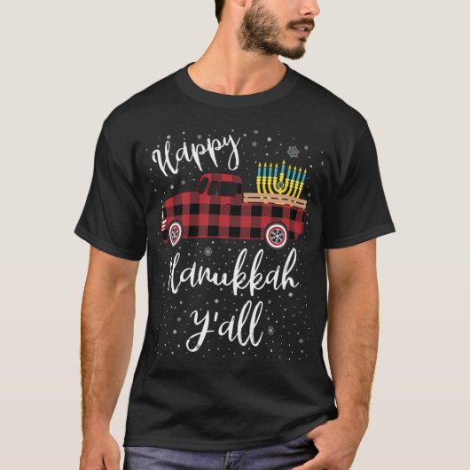 Grappige Buffalo Plaid Gelukkige Chanoeka Y'all Ro T-shirt (Voorkant)