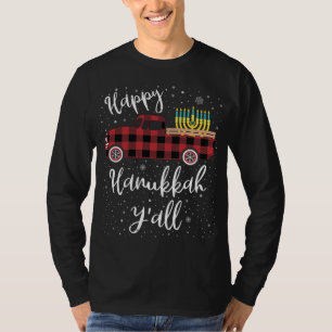Grappige Buffalo Plaid Gelukkige Chanoeka Y'all Ro T-shirt