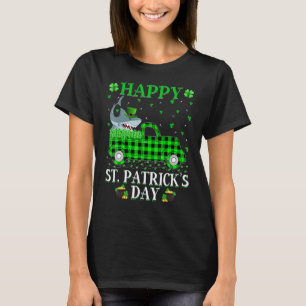 Grappige Buffalo Plaid Groene Truck Haai Vis St Pa T-shirt