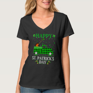 Grappige Buffalo Plaid Groene Vrachtwagen Mandolin T-shirt