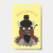 Grappige buffel bizon cartoon illustratie badge (Achterkant)