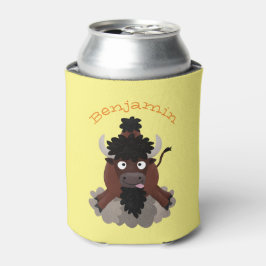 Grappige buffel bizon cartoonillustratie blikjeskoeler