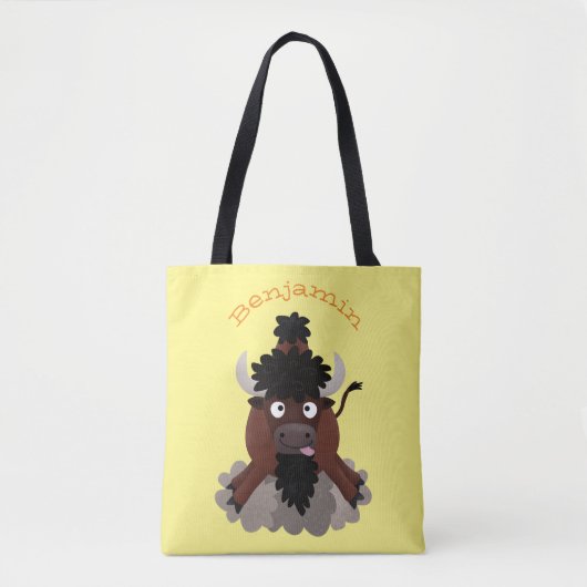 Grappige buffel bizon cartoonillustratie tote bag (Voorkant)