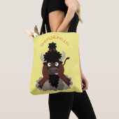 Grappige buffel bizon cartoonillustratie tote bag (Dichtbij)