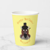 Grappige buffel gepersonaliseerde cartoon verjaard papieren bekers (Achterkant)