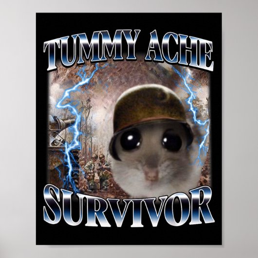 Grappige Buikpijn Overlevende Hamster Meme Poster (Voorkant)