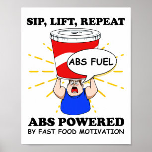 Grappige Buikspieren Oefening Fast Food Sportzaal  Poster