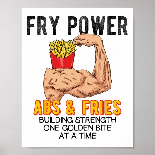 Grappige buikspieroefening Franse frietjes spierop Poster (Voorkant)