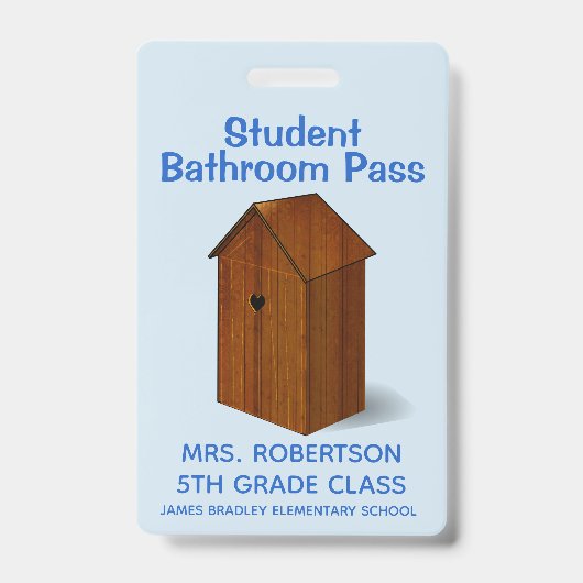 Grappige buiten-wc school badkamer gangpas badge (Voorzijde)