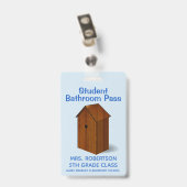 Grappige buiten-wc school badkamer gangpas badge (Achterkant met clip)